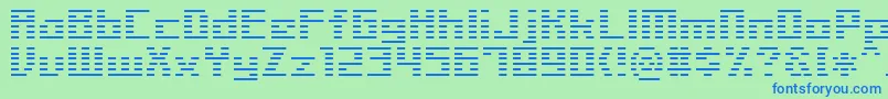 LinerBmp14 Font – Blue Fonts on Green Background