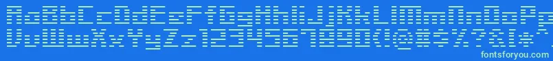 LinerBmp14 Font – Green Fonts on Blue Background