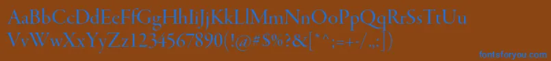 GaramondpremrproDisp-Schriftart – Blaue Schriften auf braunem Hintergrund