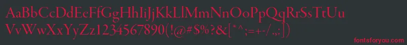 フォントGaramondpremrproDisp – 黒い背景に赤い文字