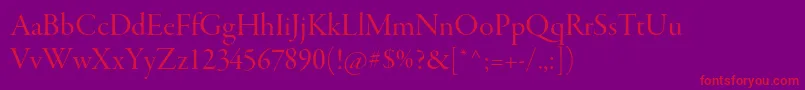 フォントGaramondpremrproDisp – 紫の背景に赤い文字