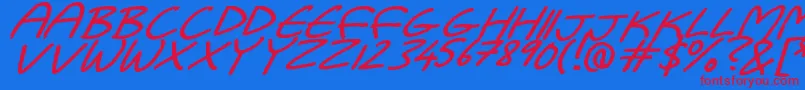 Dadiomouse Font – Red Fonts on Blue Background