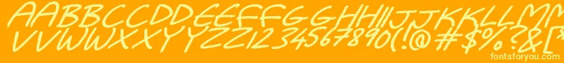 Dadiomouse-Schriftart – Gelbe Schriften auf orangefarbenem Hintergrund