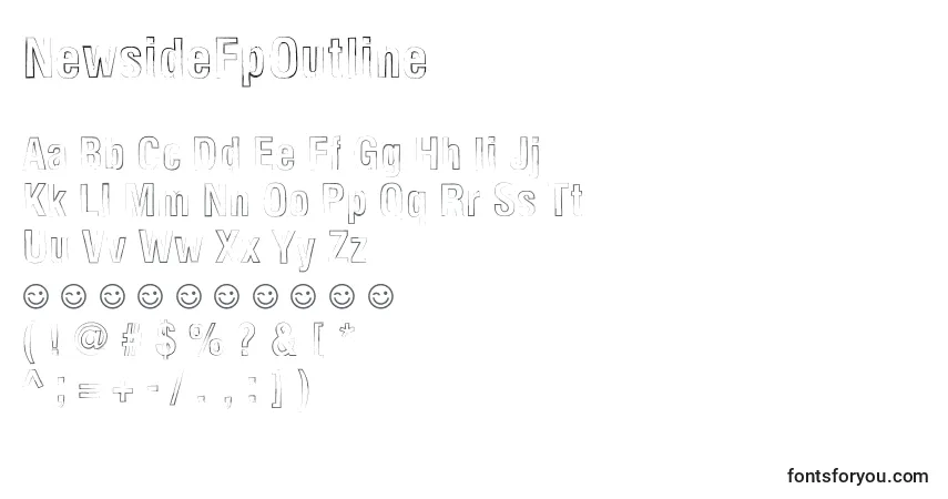 Schriftart NewsideFpOutline – Alphabet, Zahlen, spezielle Symbole