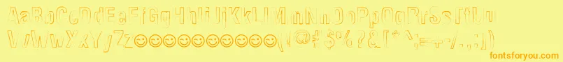 Fonte NewsideFpOutline – fontes laranjas em um fundo amarelo