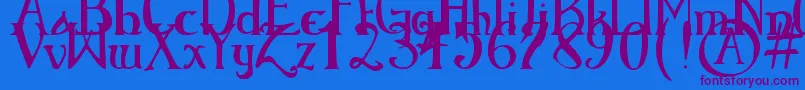 ElementaryGothicBookhand Font – Purple Fonts on Blue Background