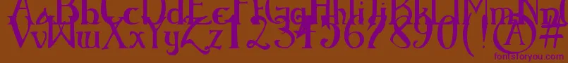 ElementaryGothicBookhand Font – Purple Fonts on Brown Background