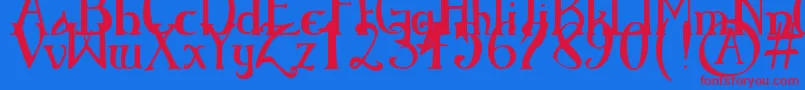 ElementaryGothicBookhand Font – Red Fonts on Blue Background