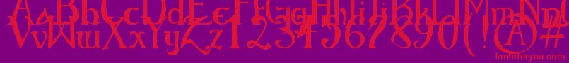 ElementaryGothicBookhand-Schriftart – Rote Schriften auf violettem Hintergrund