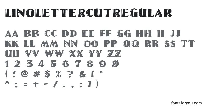 Schriftart LinoletterCutRegular – Alphabet, Zahlen, spezielle Symbole
