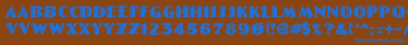 LinoletterCutRegular Font – Blue Fonts on Brown Background