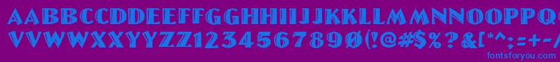 LinoletterCutRegular Font – Blue Fonts on Purple Background