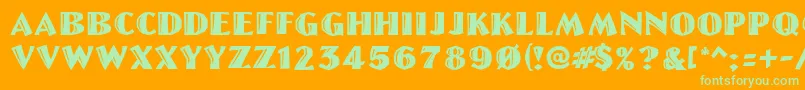 LinoletterCutRegular-Schriftart – Grüne Schriften auf orangefarbenem Hintergrund