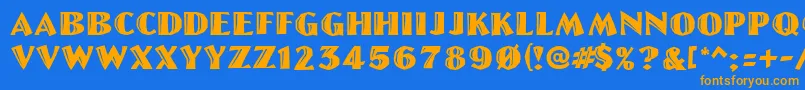 LinoletterCutRegular Font – Orange Fonts on Blue Background