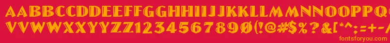 LinoletterCutRegular Font – Orange Fonts on Red Background