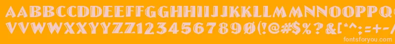 LinoletterCutRegular Font – Pink Fonts on Orange Background