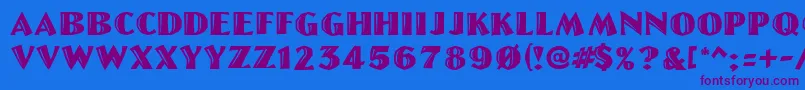 LinoletterCutRegular Font – Purple Fonts on Blue Background