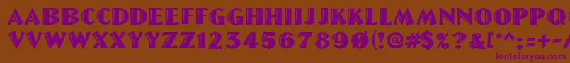 LinoletterCutRegular Font – Purple Fonts on Brown Background