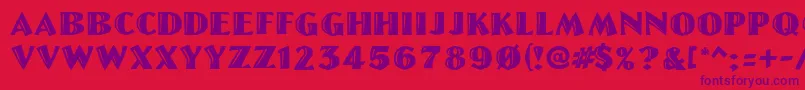LinoletterCutRegular Font – Purple Fonts on Red Background