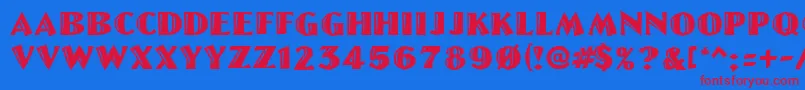 フォントLinoletterCutRegular – 赤い文字の青い背景