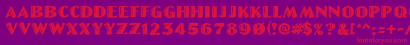 LinoletterCutRegular Font – Red Fonts on Purple Background