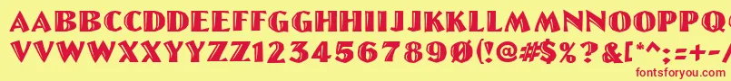 LinoletterCutRegular Font – Red Fonts on Yellow Background