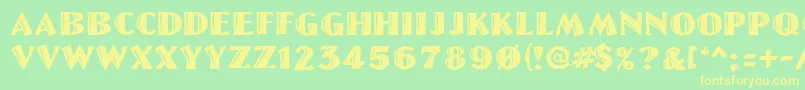 LinoletterCutRegular Font – Yellow Fonts on Green Background