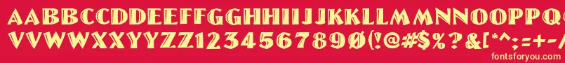 LinoletterCutRegular Font – Yellow Fonts on Red Background