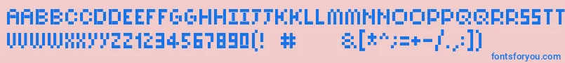 Fonte Pixelsix10 – fontes azuis em um fundo rosa
