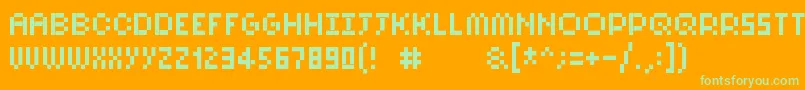 Fonte Pixelsix10 – fontes verdes em um fundo laranja