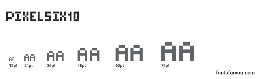Größen der Schriftart Pixelsix10