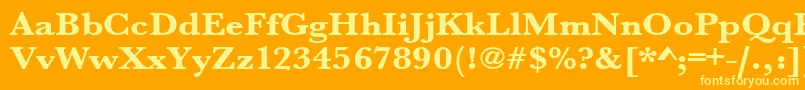 Urwbaskertextbolextwid-Schriftart – Gelbe Schriften auf orangefarbenem Hintergrund