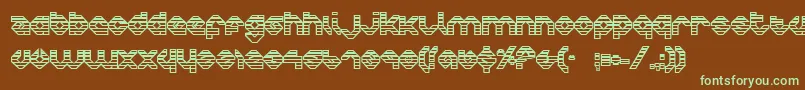 フォントCharlieog – 緑色の文字が茶色の背景にあります。