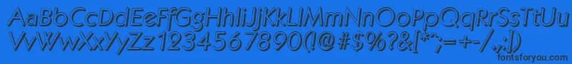 KoblenzshadowLightItalic-Schriftart – Schwarze Schriften auf blauem Hintergrund