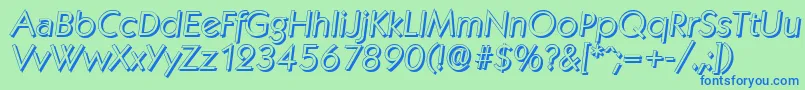 フォントKoblenzshadowLightItalic – 青い文字は緑の背景です。