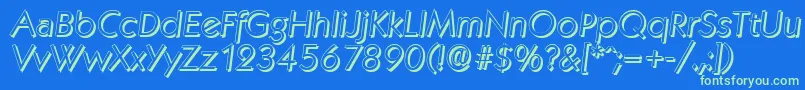 フォントKoblenzshadowLightItalic – 青い背景に緑のフォント