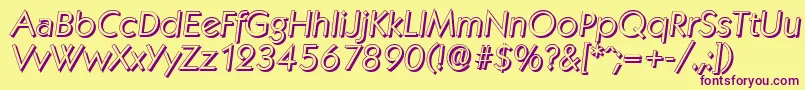 Fonte KoblenzshadowLightItalic – fontes roxas em um fundo amarelo