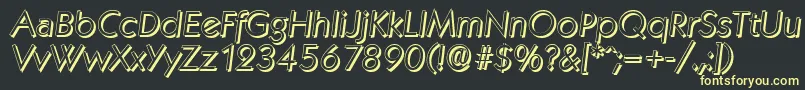 Fonte KoblenzshadowLightItalic – fontes amarelas em um fundo preto