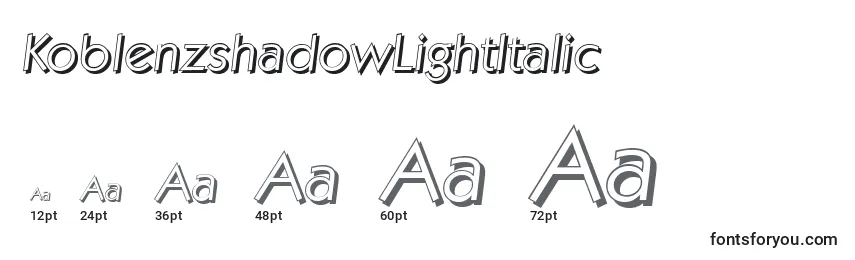 KoblenzshadowLightItalic Font Sizes