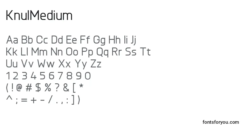 A fonte KnulMedium – alfabeto, números, caracteres especiais
