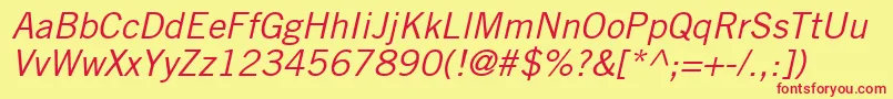 フォントCommerceSsiItalic – 赤い文字の黄色い背景