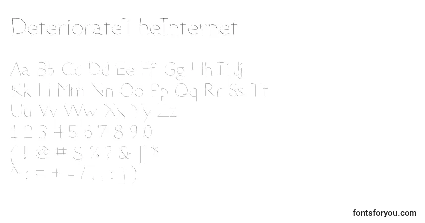 A fonte DeteriorateTheInternet – alfabeto, números, caracteres especiais