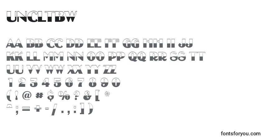 Шрифт Uncltbw – алфавит, цифры, специальные символы