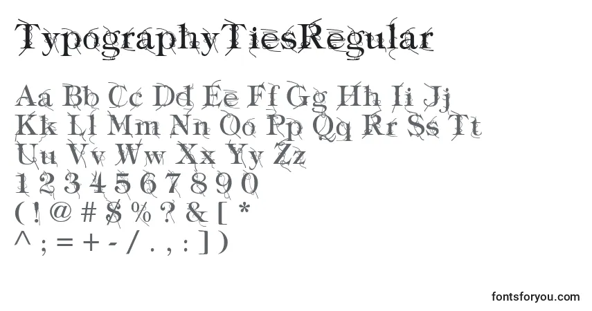 TypographyTiesRegular-fontti – aakkoset, numerot, erikoismerkit