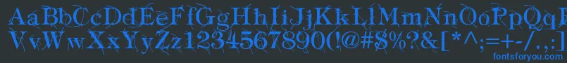 Fonte TypographyTiesRegular – fontes azuis em um fundo preto