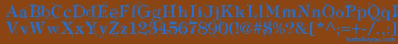 TypographyTiesRegular-fontti – siniset fontit ruskealla taustalla