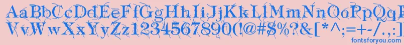 Fonte TypographyTiesRegular – fontes azuis em um fundo rosa