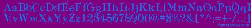 TypographyTiesRegular-fontti – siniset fontit violetilla taustalla