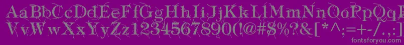 Fonte TypographyTiesRegular – fontes cinzas em um fundo violeta