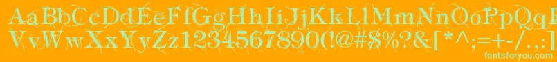 TypographyTiesRegular-Schriftart – Grüne Schriften auf orangefarbenem Hintergrund